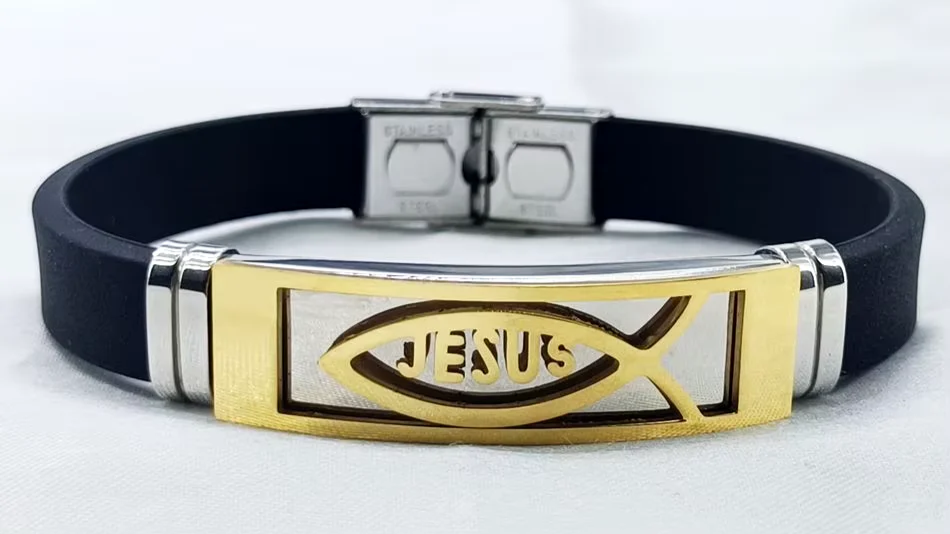 Stainless Steel JESUS Fish Bracelet