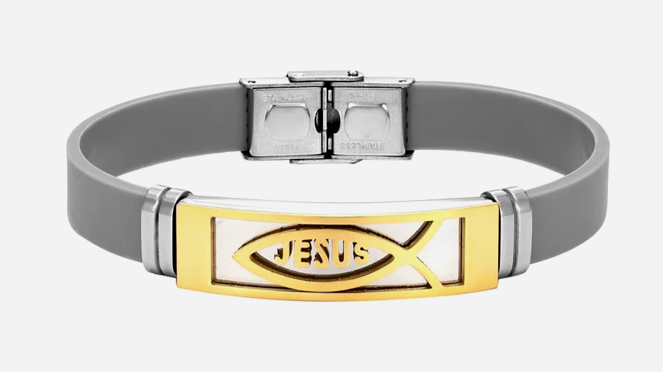 Stainless Steel JESUS Fish Bracelet