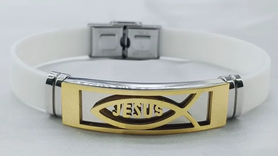 Stainless Steel JESUS Fish Bracelet