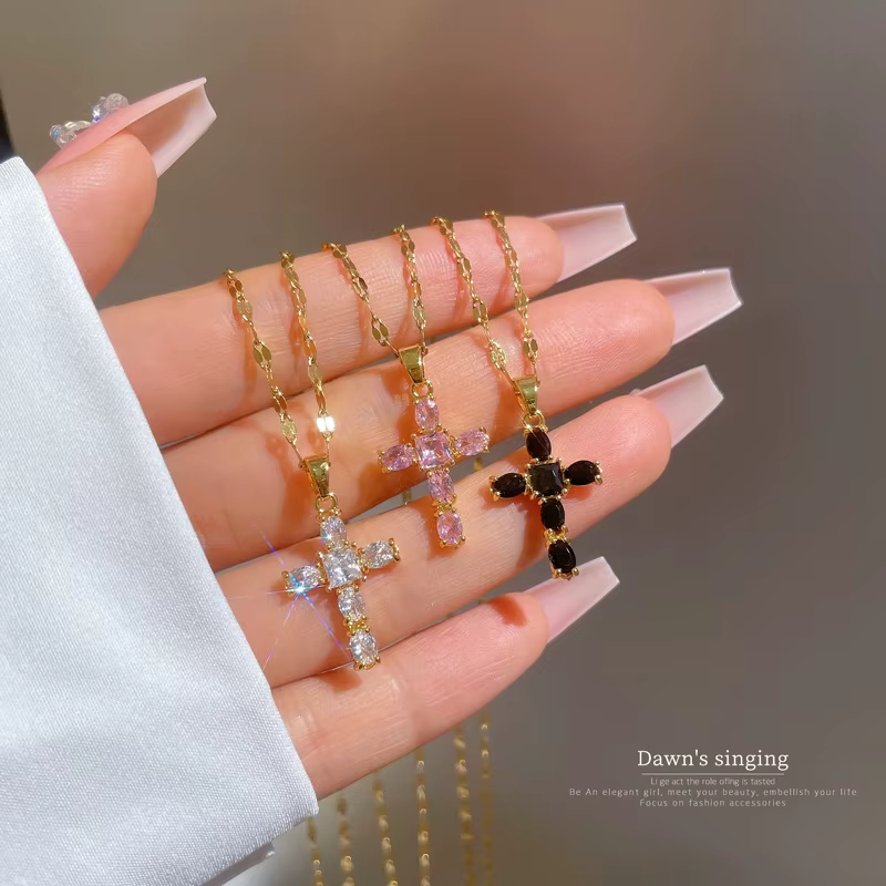 Luxury Multi Color Cross Necklaces