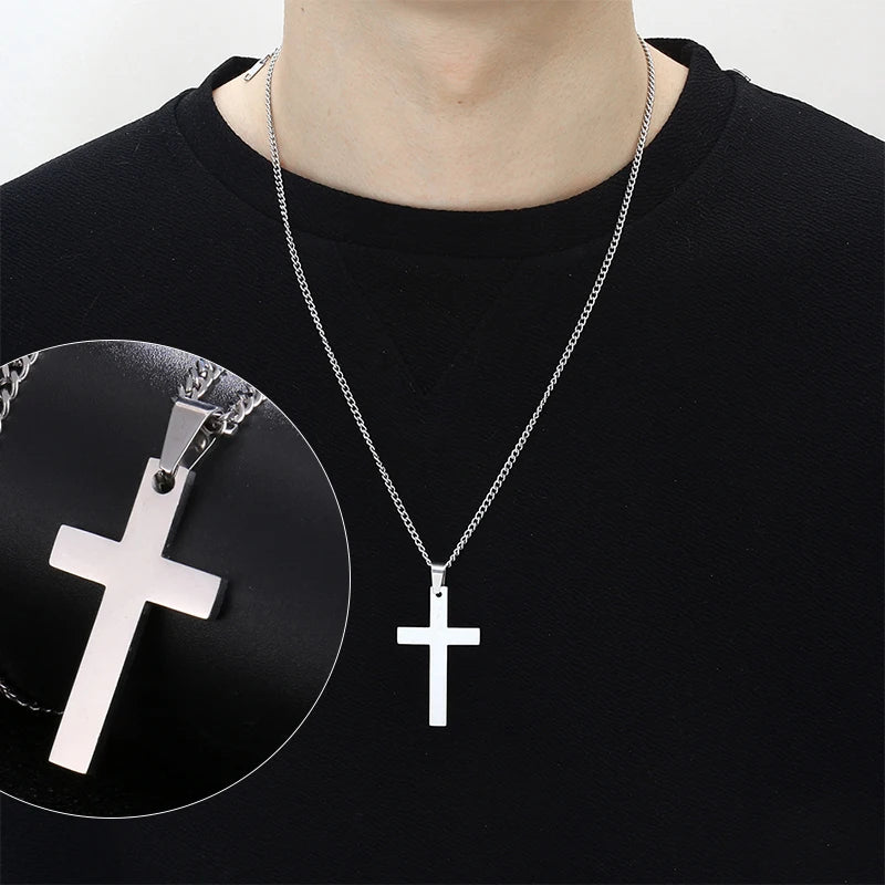 Stainless Steel Cross Necklace for Men + Women