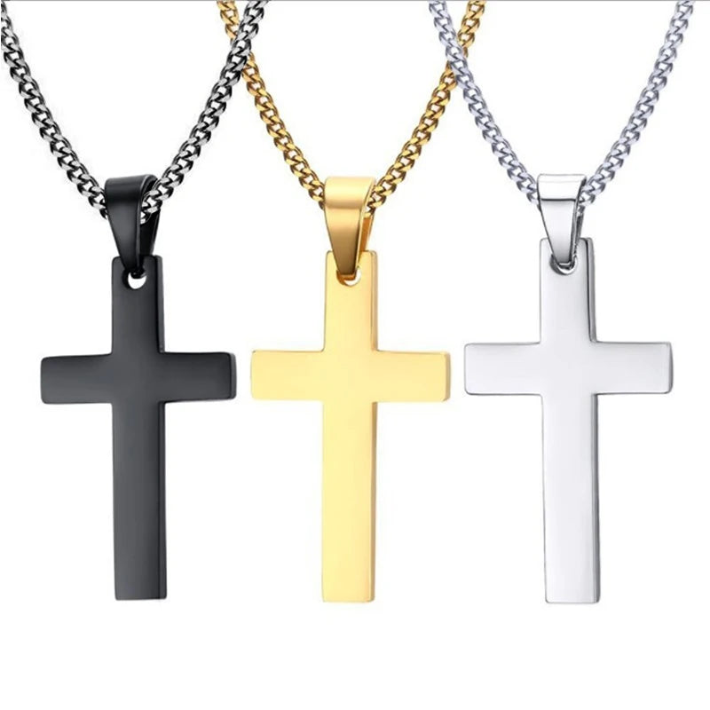 Stainless Steel Cross Necklace for Men + Women