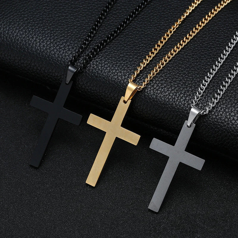 Stainless Steel Cross Necklace for Men + Women