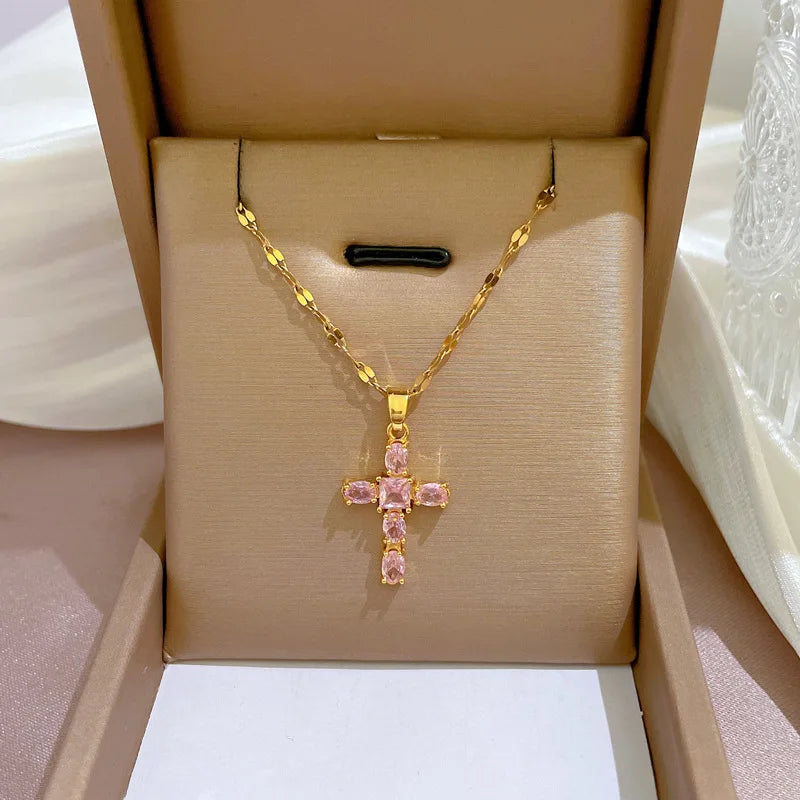 Luxury Multi Color Cross Necklaces