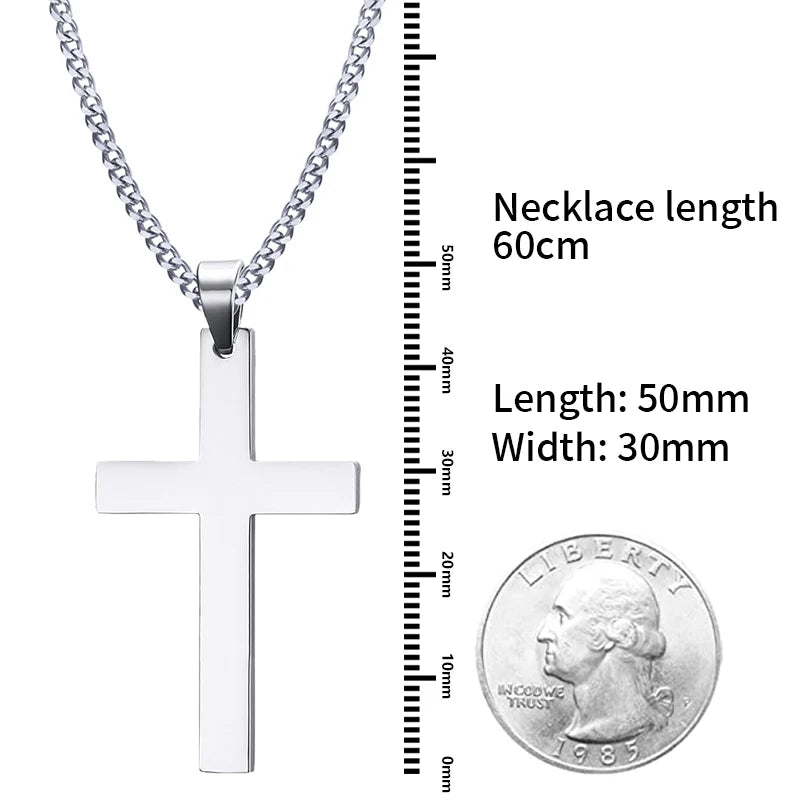 Stainless Steel Cross Necklace for Men + Women