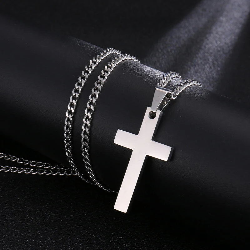 Stainless Steel Cross Necklace for Men + Women